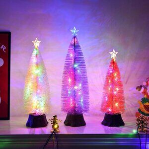 3pcs Mini Christmas Tree with Light, Small Artificial Christmas Trees Multicolor